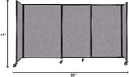 Versare Straightwall Sliding Portable Wall Partition | Freestanding Office Dividers | Locking Wheels | Temporary Room Separator | 7'2'' Wide x 4' Tall Cloud Gray Fabric Panels
