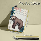 BWEGRHE Small Travel Wallets, Sloth Slim Minimalist Front Pocket Wallet with Wristlet, RFID Blocking PU Leather Credit Card Holder with ID Window Change Purse for Men Women