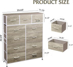 WLIVE Tall Dresser for Bedroom, Fabric Dressers Storage Tower, Dresser & Chest of Drawers Organizer Unit with 11 Drawers, Storage Cabinet, Hallway, Closets, Steel Frame, Wood Top, Greige