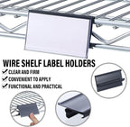 Kathfly 50 Pcs Wire Shelf Label Holders Compatible with Metro 1-1/4in Shelves, Plastic Wire Rack Label Holder 3" l x 1.25" H Price Tag Shelf Clips On, Black