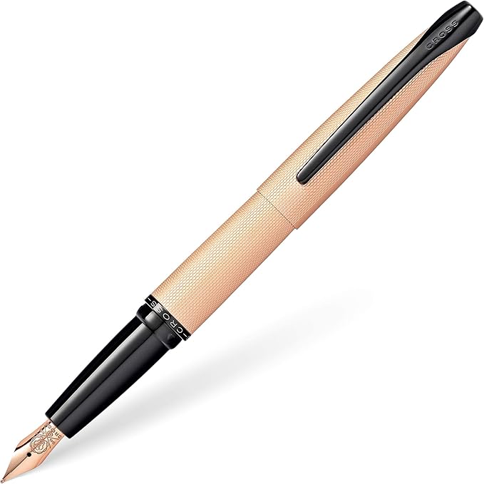 Cross ATX Refillable Fountain Presented in a Luxury Gift Box - Medium Point, Black Ink, Sandblasted Rose Gold