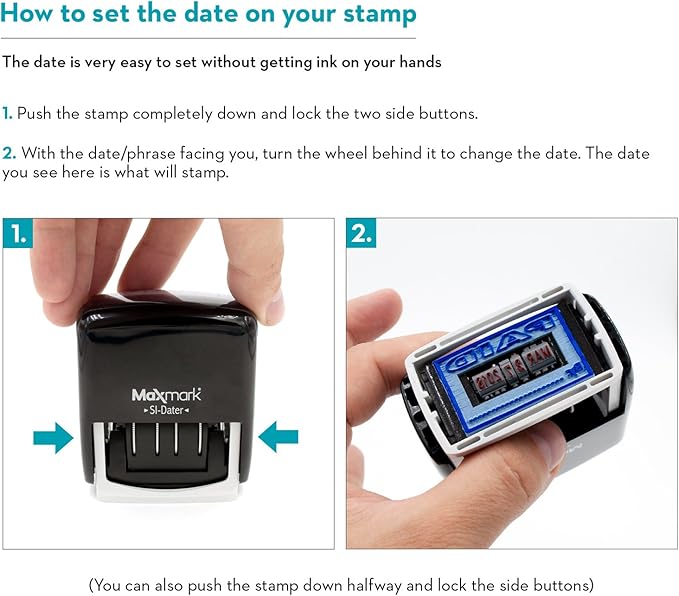 MaxMark Office Self Inking Date Stamp with Phrase Posted - Black Ink