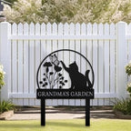 Personalized Garden Sign | Custom Cat Garden Stake Sign | Funny Garden Signs Decorative | Garden Signs to Personalize | Cat Butterfly Yard Sign Pet Outdoor Sign | Animal Metal Sign Plaque