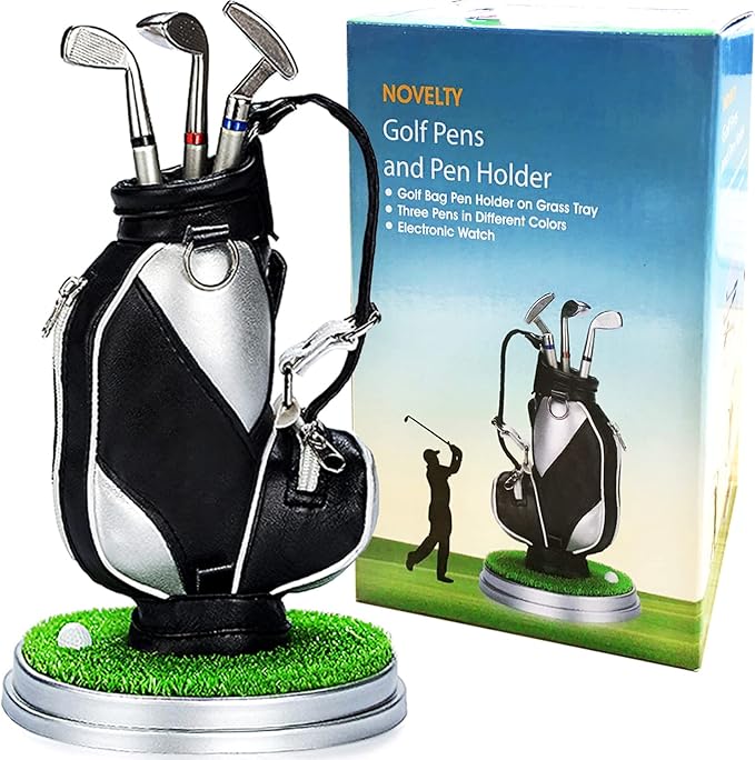 Jishi Golf Gifts for Men Golf Pen Holder Stocking Stuffers for Adults Men Golfers, Funny White Elephant Gifts for Adults Useful Unique Office Supplies Desk Accessories Decor Gadgets for Boss Dad Women