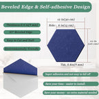 Hexagonal Acoustic Panels-12 Pack High-Density Sound Absorbing Panels 12"X10"X0.4" for Enhanced Noise Reduction, DIY Design, Idea for Studios, Offices, and Home Theaters(Sapphire Blue)