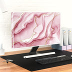 Baocicco Gold Pink Marble Waterproof Computer Monitor Dust Cover 26, 27, 28 Inch Monitor Accessories Laptop TV LCD Screen Decoration for Tablet Anti-Static Dustproof Protective for Home Office