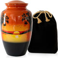 Modern Memorials Cremation Urn for Ashes - Large Urn for Man & Women - 200 Cubic Inches - Includes Velvet Storage Bag - Safari Style