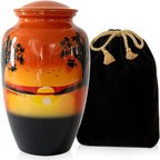 Modern Memorials Cremation Urn for Ashes - Large Urn for Man & Women - 200 Cubic Inches - Includes Velvet Storage Bag - Safari Style