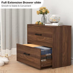 FATIGOS 2 Drawer File Cabinet, Wood Lateral Filing Cabinets, Wide Office File Cabinet with Drawer for Hanging Files/Letter Size Printer Stand for Home Office School, Assembly Required, Walnut