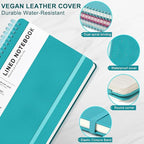 Turquoise Lined Spiral Journal Notebook with 160 Pages, 8×5.7in, A5 Spiral Notebook, Journaling Notebooks for Work, School, Women, Men, College Ruled Spiral Notebook, Hardcover Leather Journals