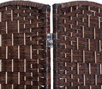 HOMCOM Room Divider, 4 Panel Folding Privacy Screen, 6FT Tall Portable Wicker Weave Partition Wall Divider for Bedroom, Home Office, Brown