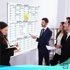 Glass Whiteboard Calendar 34x46” Quarterly Planner White Board Dry Erase Board 3 Month for Wall Glass Whiteboard Home Office Large Wall Calendar & Marker Tray