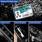 100 Pcs Clear Horizontal Badge Id Card and 100 Pcs Lanyard, Reusable Lanyards for Id Badge Holder Name Tag Badge Holder with Lanyards for Adults Kids Business School Conferences (Blue)