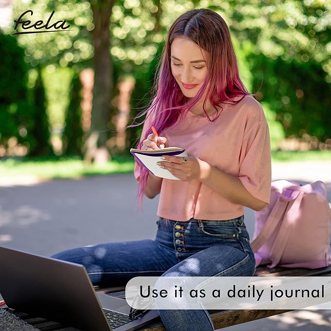 16 Pack Soft Cover Journal Bulk, Feela Lined Notebooks College Ruled for Work for Women Girl Writing, Blank Travel Journal Note Taking Notebook School Business Supplies, 8.2” x 5.5”, A5, Dark Purple