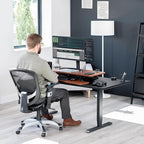 VIVO 42 inch Desk Converter, K Series, Height Adjustable Sit to Stand Riser, Dual Monitor and Laptop Workstation with Wide Keyboard Tray, Dark Walnut Top, Black Frame, DESK-V042KA