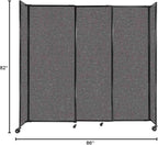 Versare Straightwall Sliding Portable Wall Partition | Freestanding Office Dividers | Locking Wheels | Temporary Room Separator | 7'2'' Wide x 6'10'' Tall Charcoal Gray Fabric Panels