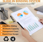 20 Pack Report Covers with Sliding Bar - Clear Plastic Presentation Folders for A4 & Letter Size Paper, 70 Sheet Capacity File Document Binder for School, Office, Resume & Business Use