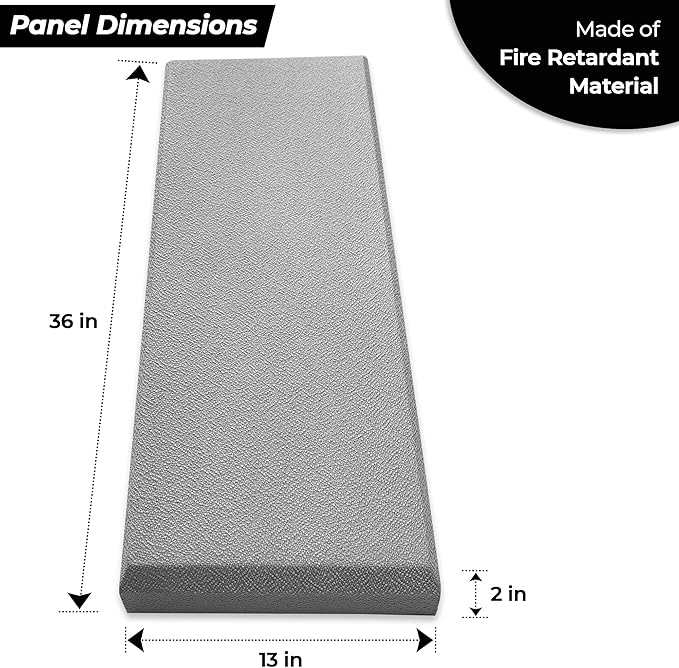 Tönnen Acoustic Panel Black | Fiberglass 2-pack | Professional sound absorbing Panel | Decorative sound proof panel | acoustic wall panel (36x13x2 in) - Black