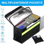 6500°F Fireproof Document Bag with Lock-Fireproof Box with 10 Layers Insulation Materials&Waterproof Zipper,Removable Wallet,Reflective Strip for Cash,Documents,Jewelry(14.2”x 9.6”x 4.1”)