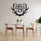 Personalized Monogram Antlers with Initials and Name Sign Custom Last Name Sign Personalized Family Name Sign Personalized Metal Sign Antler Monogram Letter Sign Wedding Housewarming Anniversary Gift