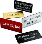 Custom Engraved Name Tag Badges – Personalized Identification with Pin or Magnetic Backing, 1.5 Inches x 3 Inches, White/Red
