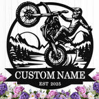 Custom Motorcycle Metal Signs Personalized Dirt Biker Name Sign Custom Garage Decor Motorbikes Wall Art Decor Motorcycle Sign Men Room Decorate Gifts for Men Husband Rider