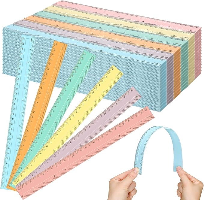 240 Pcs 12 Inch Plastic Rulers Bulk, Back to School Supplies, Assorted Colored Flexible Metric Rulers with Centimeters and Inches Measuring Tool for School Classroom Students(Pastel)