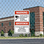 SmartSign 18 x 12 inch “Warning - Audio & Video Surveillance On Duty At All Times” Bilingual Sign, 63 mil Aluminum, 3M Laminated Engineer Grade Reflective Material, Red, Black and White, USA-Made