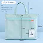 Pendancy Mesh Zipper Pouch 11x13.7 in, Large Double Pocket Waterproof File Bag with Handle, A4 Size Foldable Document Storage for Puzzle Project/Cross Stitch/Travel/Office（Green）