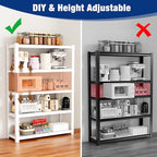 WORKPRO 3000lbs 5-Tier Shelving Unit, 72" H Adjustable Storage Shelves, Boltless Garage Shelving Unit for Garage, Kitchen, Durable Scratch-Resistant Panels, White