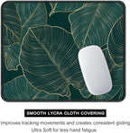 Auhoahsil Mouse Pad, 12 x 10 in Tropics Theme Computer Mouse Pad for Desk, Premium-Textured Non-Slip Rubber Stitched Edges Waterproof Square Mouse Mat for Gaming Work Wireless Mice, Green Leaves