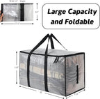 PWRSC Heavy Duty 93L (24.5 Gallon) Stackable Storage Bins with Fully Openable Lids, Moving Bags Heavy Duty, Clear Plastic Totes for Moving Storage, Home Organization, Closet, Dorm Room 2 Pack