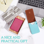 Outus 2 Pieces Business Card Holder, PU Leather Business Card Case Pocket Wallet with Magnetic Shut for Valentines Gift Men Women(Pink and Green,Classic)