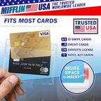 Mifflin-USA Card Protector (4x3 Inch, Clear, Bulk 10 Pack) Quick Load Horizontal No Zipper Name ID Badge Holder…