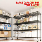 MilleLoom 4 Tier Industrial Storage Shelving Unit 2640LBS Capacity, Heavy Duty Adjustable Metal Shelves w/Wheels & Leveling Feet, Garage, Workshop, Basement Rack Shelf, 73.8" H*23.9" D*59.8" W
