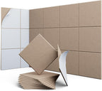 UNECHO 12 Pack 12" X 12" X 0.4" Acoustic Panels for Wall Sound Absorbing,Square Self-Adhesive Sound Panels, High Density Suitable for Multiple Scenarios(Dark Camel)