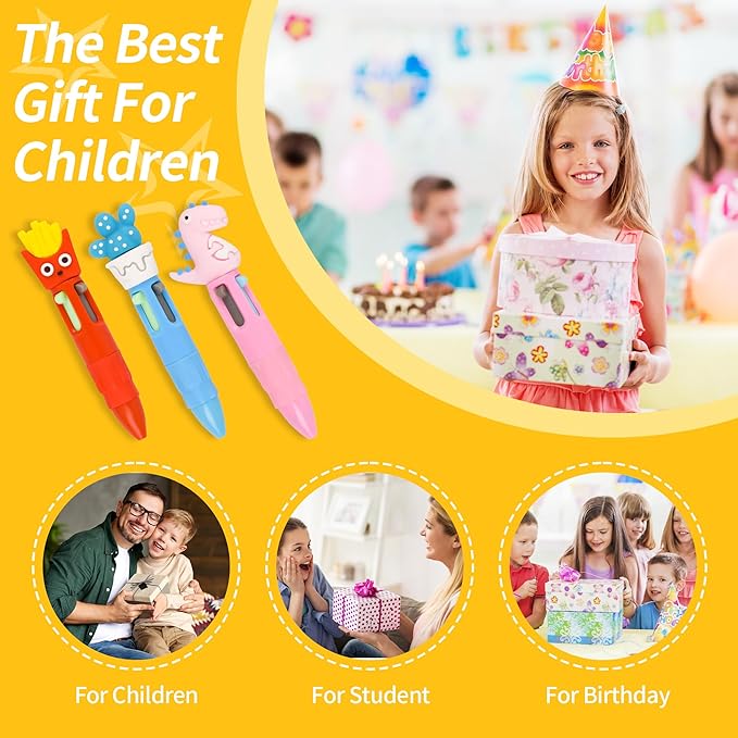 LiYiQ 50 PCS Multicolor Pen in One Fun 4-in-1 Cute Pens Bulk Kawaii Cool Ballpoint Pens for Kids Fun Gifts