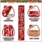 ARTUFAN Merry Christmas Red with Star porch sign Welcome for Front Door Porch Deck Patio or Wall -Indoor and Outdoor Decorative Farmhouse Rustic Vertical Porch and Yard Decor - 7.8''x47.5''