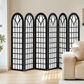 Asnefeli 6 Panel Japanese Room Divider, Shoji Style Partition Divider, Fully Assembled Wooden Privacy Screen for Home Office Bedroom Apartment Decoration, Black