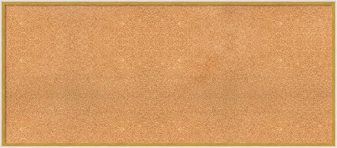 Amanti Art Natural Cork Board for Wall, 25x57 Vision Board with White Frame, Oversize Corkboard Office Decor for Home Organization, Modern Corkboard Pinboard to Display Items for Home Organization in