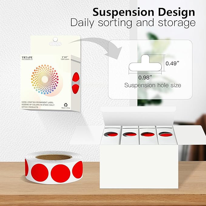 Red 1 Inch Round Color Coding Labels with 4000 Dots, 4 Rolls - Bright Color Dot Stickers for File Folders, Inventory System - Highly Visible