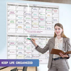 Magnetic-Receptive Dry Erase Two Month Laminated Jumbo Wall Calendar, 38" x 50",Big Whiteboard Calendar with Iron Sheet Backing-Works with Magnetic Markers Eraser, Giant Blank Poster with Square