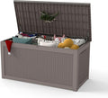 Yardgrace 320 Gallon Outdoor Storage Box Waterproof, Resin Deck Boxes with Lockable Lid & UV-Resistant for Patio, Pool, Garden Furniture Cushions & Accessories, Coffee