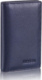 Slim Leather Credit Card Holder for Men & Women 8cc, Italian Calfskin (Pebbled Blue)