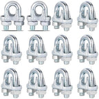 12PCS 3/8" M10 Zinc-Plated Wire Rope Clamps – Heavy Duty U-Bolt Cable Clips (Silver)