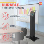 CTA Digital Kiosk with Printer Shelf VESA Compatible Floor Stand Kiosk with Enclosed Printer Storage & Cable Management for Retail POS - Ordering Screens & More - Black (PAD-PARAFP)