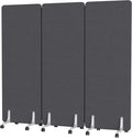 MORDEER 70.8" W x 63" H Freestanding Partition Room Dividers, Acoustic Panels with Wheels, 3 Soundproof Privacy Panels for Office, Reception Room, School, Hospital, Dark Grey