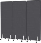 MORDEER 70.8" W x 63" H Freestanding Partition Room Dividers, Acoustic Panels with Wheels, 3 Soundproof Privacy Panels for Office, Reception Room, School, Hospital, Dark Grey