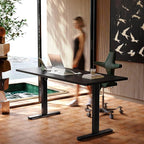 HUANUO 63 x 28 inch Electric Standing Desk Adjustable Height, 4 Memory Height Settings, Sit Stand Up Desk for Home Office & Computer Workstation, Black