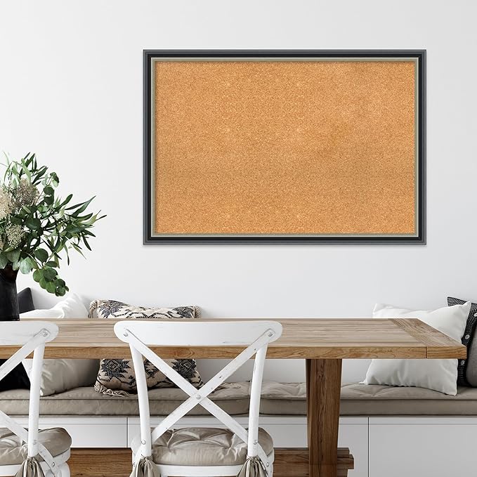 Amanti Art Natural Cork Board for Wall, 27x39 Vision Board with Black Wood Frame, Large Corkboard Office Decor for Home Organization, Modern Contemporary Corkboard Pinboard to display items for home